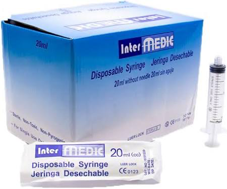 CAJA JERINGA ESTERIL DE 20 ML SIN AGUJA